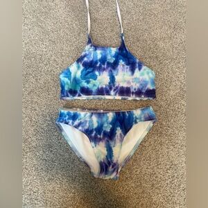 Kids Ocean Tie-Dye Swimwear Set. PixieGirl halter bikini. 10-12